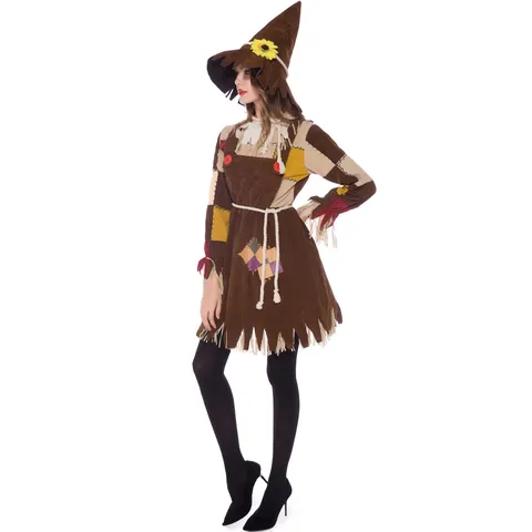 Halloween Scarecrow Performance Costume Women Circus Funny Clown Dress Cosplay Party Stage Wear Outfit For Women Party