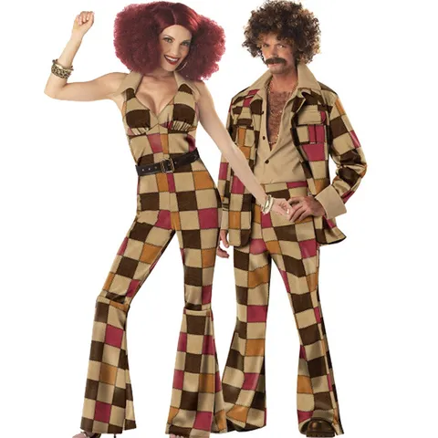 70er Retro Disco Party Queen Cosplay Kostüm Für Herren Damen Halloween Jumpsuit Set Vintage 1970er Disco Outfit Bühnenkleidung