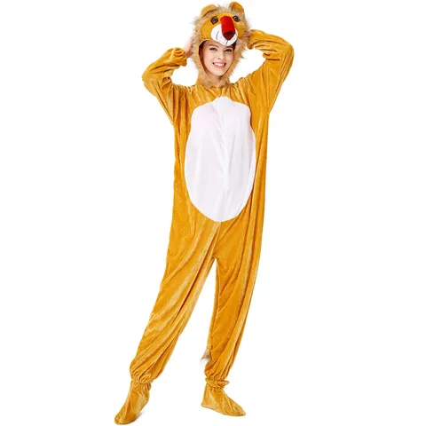 Adult Animal Weasel Halloween Cosplay Jumpsuit Yellow Pleuche Onesie Costume For Women Stage Party Performance Clothes