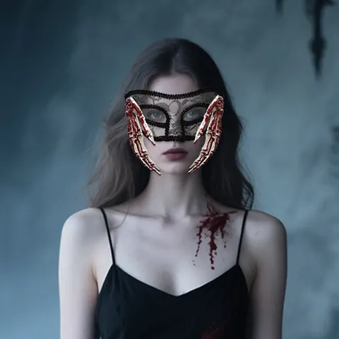 Halloween Lace Skeleton Hand Mask Scary Gothic Party Cosplay Costume Mask Masquerade Nightclub Performance Women Face Mask