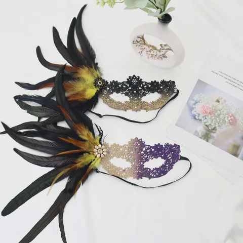 Halloween Dantela Ftera Mascarade Masker Sexy Mysterious Ball Party Eye Mask Women Feather Lace Costume Accessory