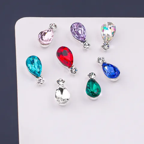 Water Drop Nail Art Decorations Luxury Glass Rhinestone Double Drill Alloy Nail Charms Sparkling DIY Manicure Accessories For Women