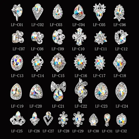 Alloy Nail Art Rhinestones Aurora AB K9 Glass Charms 3D Irregular Shape Manicure Decorations Accessories For DIY Women