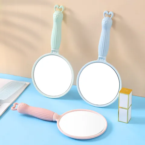 Ins Style Cute Portable Handheld Makeup Mirror Plastic Rabbit Ear Hand Mirror Cosmetic Vanity Mirror For Women Girls