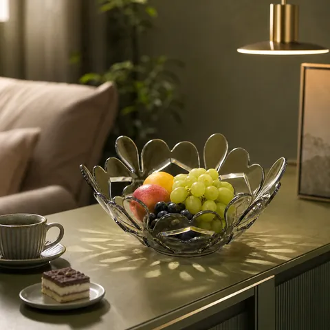 Creative Petal Transparent Fruit Plate Plastic Living Room Snack Storage Tray Light Luxury Home Decorative Fruit Basket