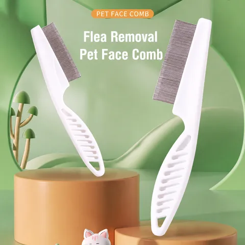 Pet Flea Comb Fine Tooth Lice Removal Comb For Cats And Dogs Plastic Handle Stainless Steel Teeth Pet Grooming Tool