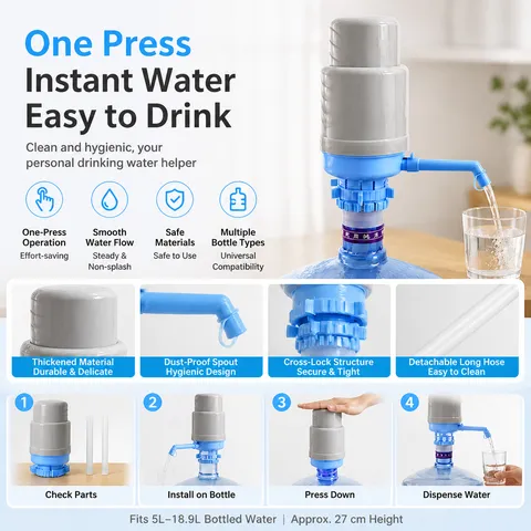 Manual Bottled Water Pump Press Type Drinking Water Dispenser PP Plastic Water Extractor For Home Office Kitchen
