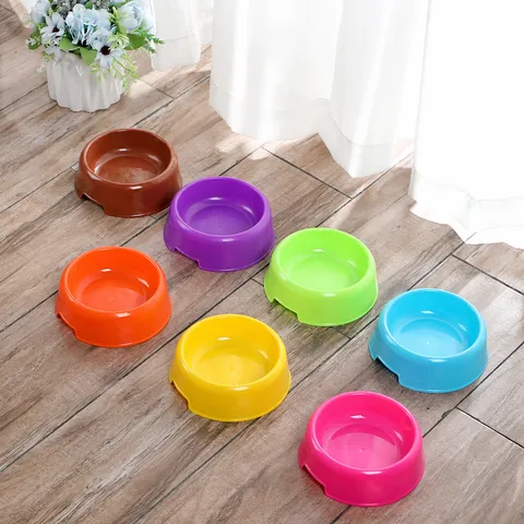 Candy Color Plastic Pet Bowl Dog Cat Universal Feeding Bowl Water Bowl Anti Rollover Pet Tableware For Dogs And Cats
