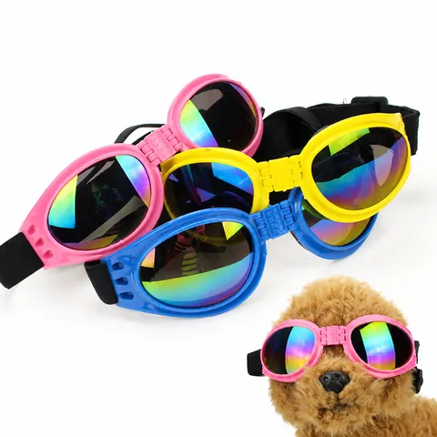 Faltbare Haustier Sonnenbrille Windschutz UV Schutz Brille Bunte Reflektierende Linsen Verstellbarer Elastischer Riemen Hund Katze Brille