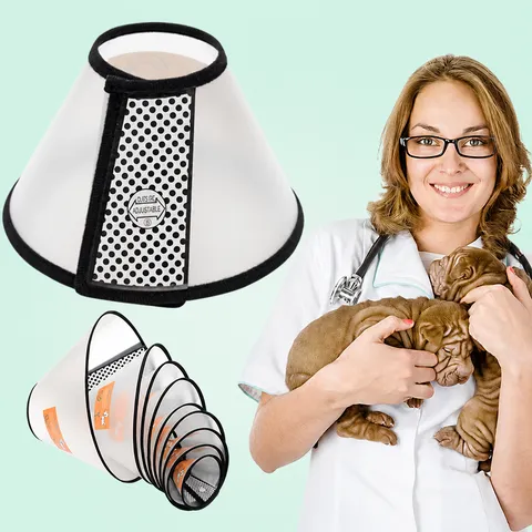 Transparent Plastic Pet Recovery Collar Elizabethan Cone Anti-Bite Neck Protection For Cats And Dogs Bathing Grooming