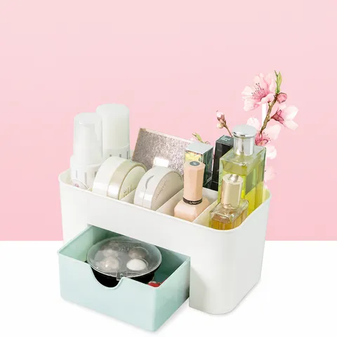 Plastic Desktop Cosmetic Storage Box Drawer Type Makeup Organizer Multi-Grid Skincare Lipstick Sundries Storage Rack