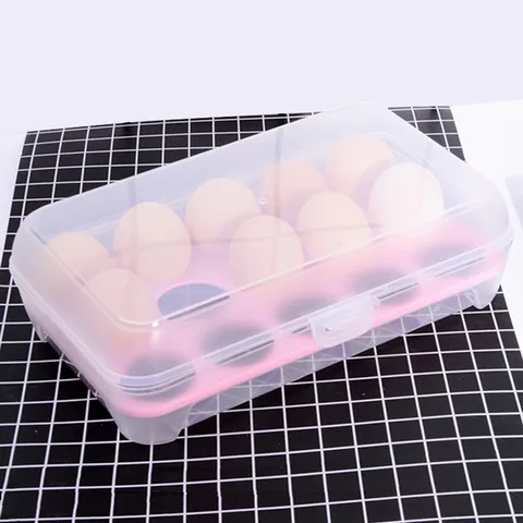 Plastic Egg Storage Box Stackable Refrigerator Crisper Household Food Storage Container With Lid
