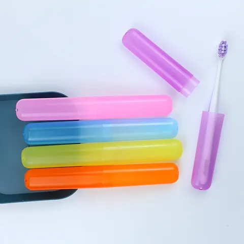 Portable Travel Toothbrush Box Plastic Candy Color Matte Protective Case Dustproof Toothbrush Storage Container