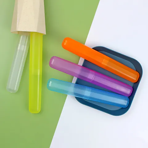 Portable Travel Toothbrush Box Plastic Candy Color Matte Protective Case Dustproof Toothbrush Storage Container