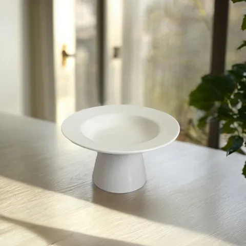 Modern White Ceramic High Foot Fruit Plate Dessert Pastry Cake Stand Living Room Desktop Serving Tray Tableware