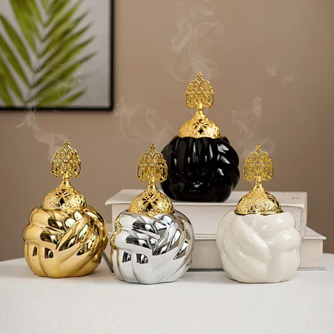Modern Minimalist Ceramic Incense Burner With Hollow Tree Head Lid Aromatherapy Home Living Room Decoration Censer