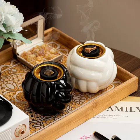 Modern Nordic Ceramic Incense Burner Geometric Line Texture Aromatherapy Diffuser Home Living Room Desktop Decor