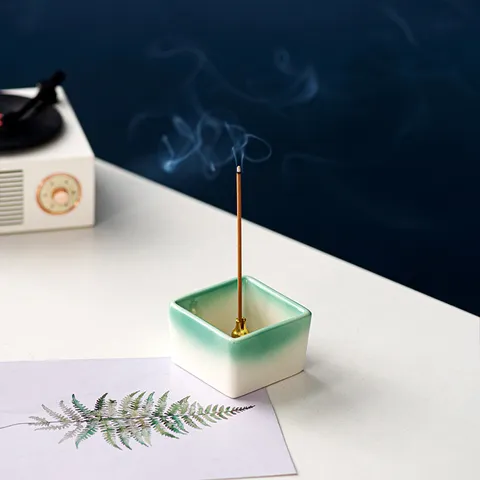 Minimalist Ceramic Incense Holder Square Gourd Incense Stick Holder Cute Mini Aroma Burner For Home Office Decor