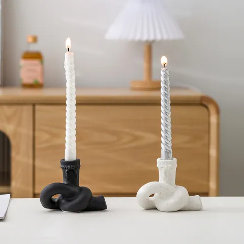 Moderne Céramique Nœud Bougeoir Nordique Artistique Support De Bougie Conique Décor De Table Esthétique Pour Maison Salon