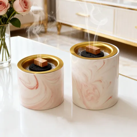 Minimalist Pink Marble Ceramic Incense Burner Light Luxury Aromatherapy Home Decoration Tabletop Ornament