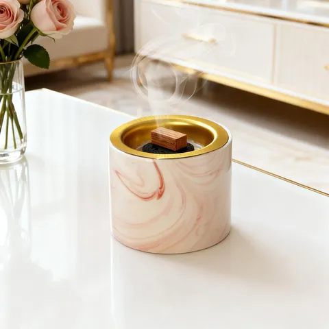 Minimalist Pink Marble Ceramic Incense Burner Light Luxury Aromatherapy Home Decoration Tabletop Ornament