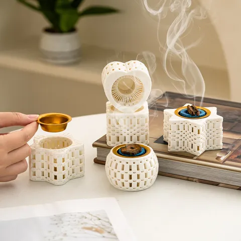 Minimalist Resin 3D Printed Incense Burner Creative Hollow Aromatherapy Censer Desktop Sculpture Home Office Decor