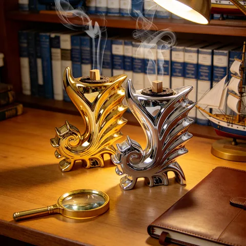 Bruciatore di Incenso in Ceramica a Forma di Cavalluccio Marino Oro Argento Stile Europeo Decorazione per la Casa Creativa Regalo