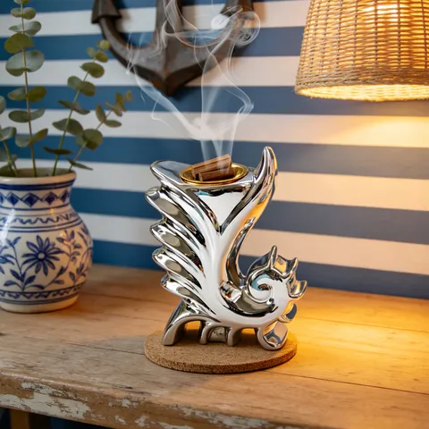 Bruciatore di Incenso in Ceramica a Forma di Cavalluccio Marino Oro Argento Stile Europeo Decorazione per la Casa Creativa Regalo