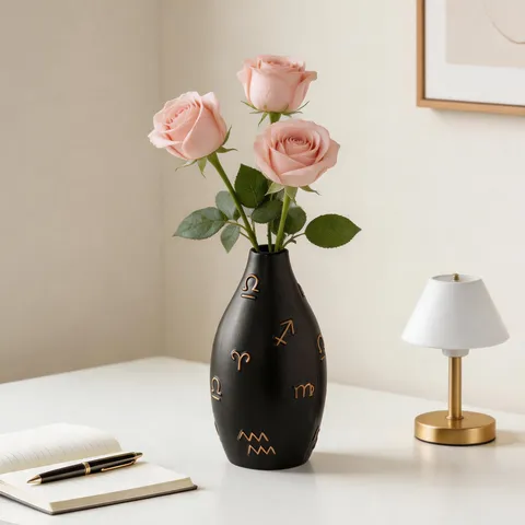 Modern Ceramic Vase Mathematical Symbol Embossed Desktop Flower Pot Minimalist Home Decor Art Flower Arrangement Vase