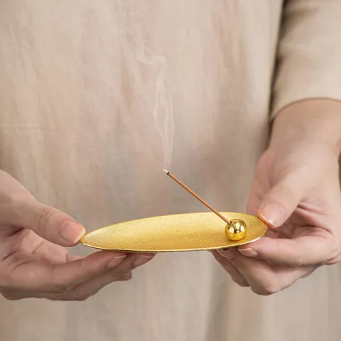Modern Creative Willow Leaf Incense Holder Zinc Alloy Stick Incense Burner Tray Desktop Home Office Decor