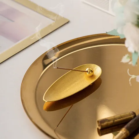 Modern Creative Willow Leaf Incense Holder Zinc Alloy Stick Incense Burner Tray Desktop Home Office Decor