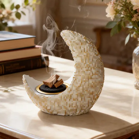Middle East Classical Crescent Resin Incense Burner Arab Style Aromatherapy Censer Home Office Tabletop Decor