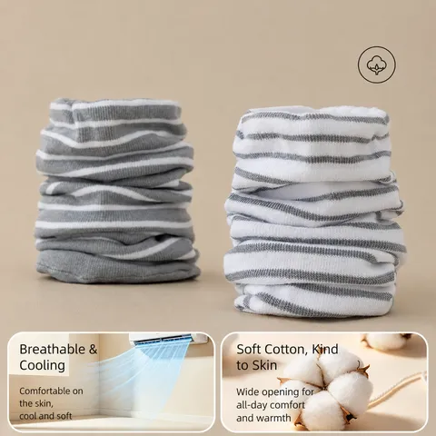 Women Thermal Sleep Socks Soft Cotton Blend Striped Mid Calf Casual Cozy Socks For Home And Daily Wear