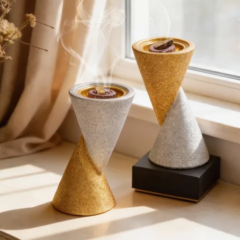 Middle Eastern Style Resin Incense Burner Arabic Aromatherapy Furnace Double Cone Art Ornament Home Office Decor