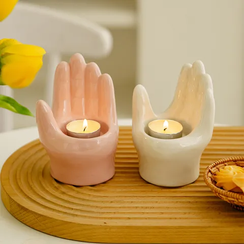 Minimalist Ceramic Candle Holder Cute Creative Tabletop Decoration Ornaments For Home Living Room Bedroom Desk Decor