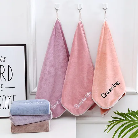 Thickened Microfiber Face Towel Soft Absorbent Quick Dry Towel With Hemming And Embroidery For Bathroom Daily Use