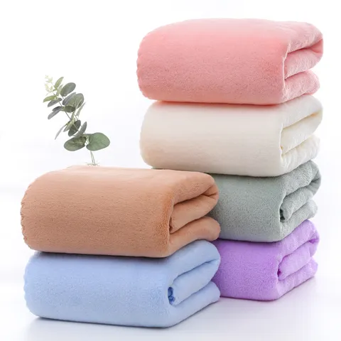 Drap de Bain en Fleece de Corail Épaissi Adulte Absorbant Doux Pour Maison Salle de Bain Hôtel Bord Ondulé Séchage Rapide