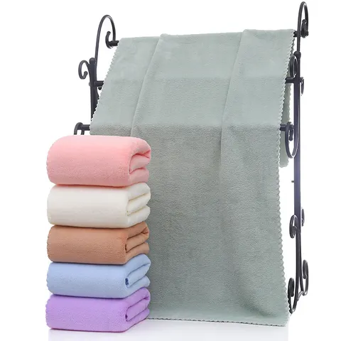 Drap de Bain en Fleece de Corail Épaissi Adulte Absorbant Doux Pour Maison Salle de Bain Hôtel Bord Ondulé Séchage Rapide