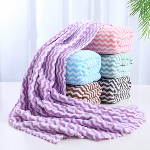 Water Ripple Coral Fleece Bath Towel Soft Absorbent Thickened Home Hotel Beach Towel Comfortable Skin Friendly