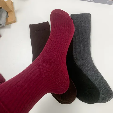 Women Slouch Socks Cotton Blend Ribbed Solid Color Casual Mid Tube Socks Vintage Fashion Hosiery Daily Wear Spring Autumn