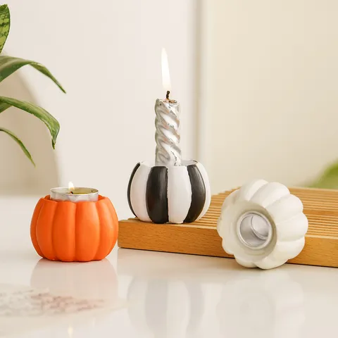 Halloween Resin Pumpkin Candle Holder Small Tabletop Decoration Festival Party Desktop Ornament