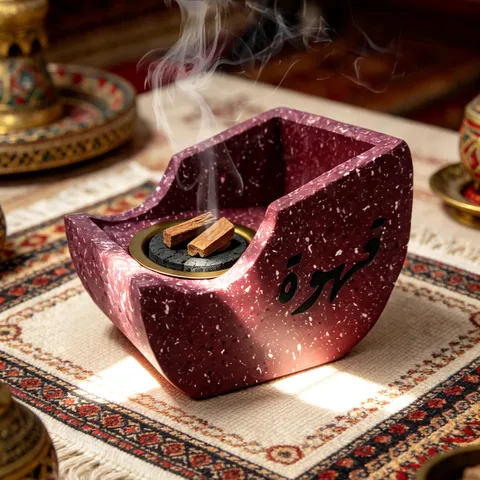 Arabic Style Resin Incense Burner Creative Boat Shape Aromatherapy Censer With Arabic Calligraphy For Home Office Decor