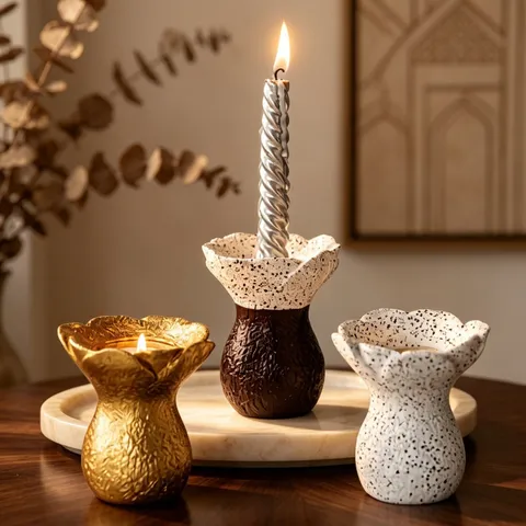 Minimalist Resin Flower Candle Holder Nordic Art Aromatherapy Candlestick Home Desktop Decoration Crafts