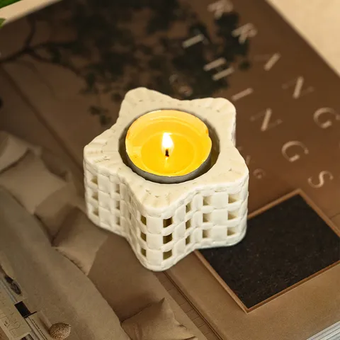 Candelabro Hueco de Cerámica Minimalista Portavelas Impreso en 3D Escultura para el Hogar Mesa Boda