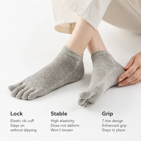 Unisex Solid Color Breathable Sweat Absorbing Cotton Split Toe Short Socks Casual Athletic Five Finger Socks