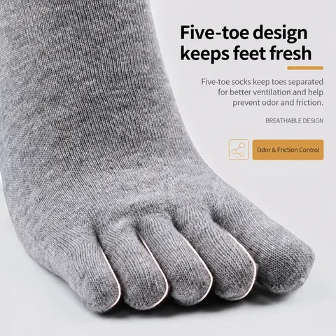 Unisex Solid Color Breathable Sweat Absorbing Cotton Split Toe Short Socks Casual Athletic Five Finger Socks