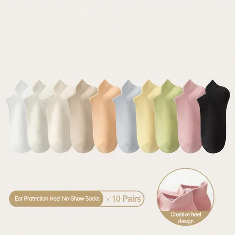 Women Short Socks Solid Color Low Cut Boat Socks Breathable Cotton Casual Socks Summer Daily Wear Footwear