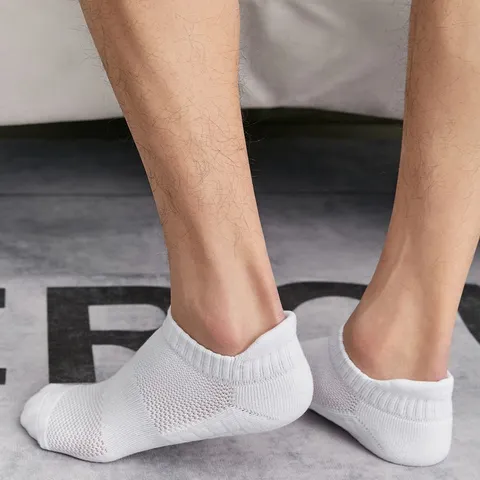 Men Casual Cotton Blend Sport Short Socks Breathable Mesh Towel Bottom Sweat Absorbing Deodorizing Athletic Socks