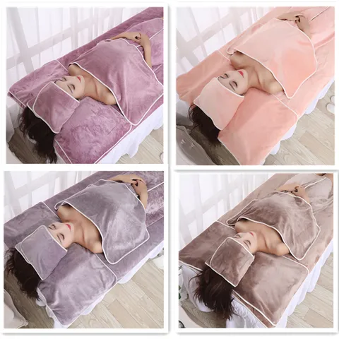 Microfiber Beauty Salon Bed Sheet With Face Hole Towel Spa Massage Table Cover Solid Color Soft Absorbent Towel