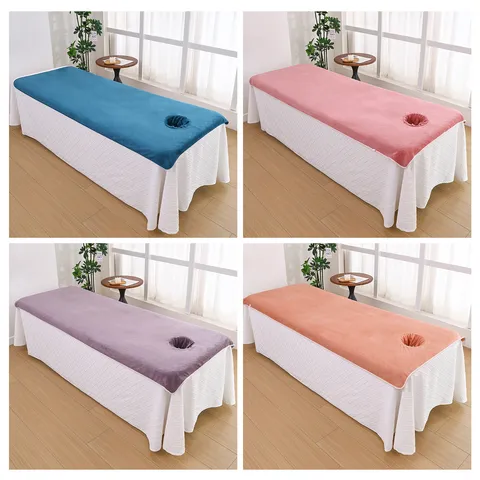 Thickened Microfiber Beauty Salon Bed Sheet Towel Soft Spa Massage Table Cover with Face Hole Bedspread